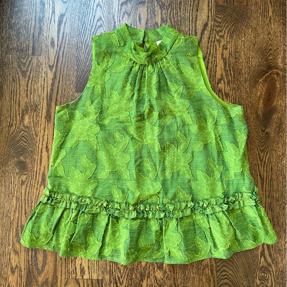 Maeve by Anthropologie Green Patterned Tank Top Size 12 - Picture 1 of 8